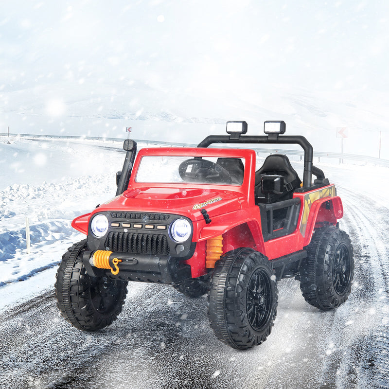 Interactive 12V Ride On Truck with Remote Control, LED Lights, and Music for Parent-Child Fun