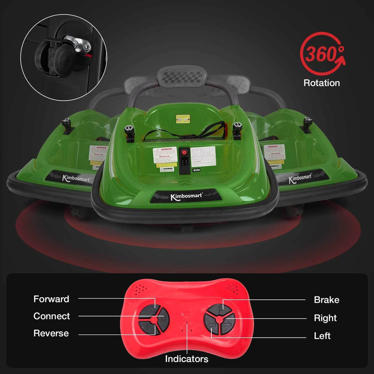 Interactive 6V Bumper Car for Kids with Remote Control, Flashing Lights, Music, and Customizable Stickers