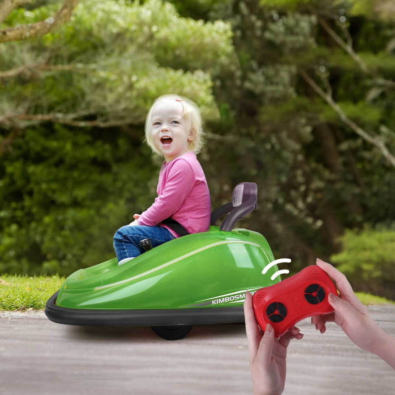 Interactive 6V Bumper Car for Kids with Remote Control, Flashing Lights, Music, and Customizable Stickers