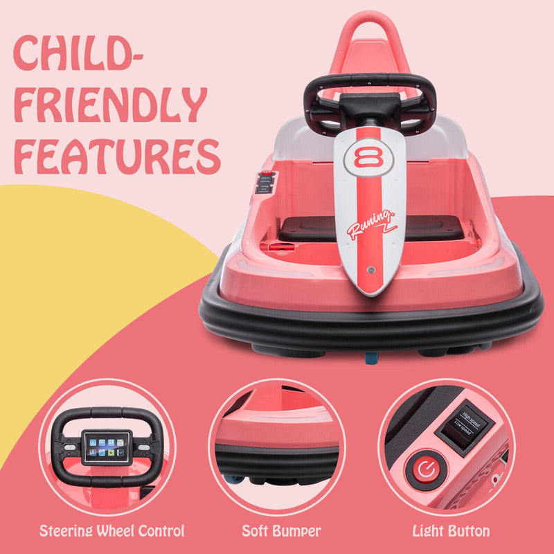 Interactive 6V Electric Bumper Car for Kids with Lights, Music, Horn, and Safety Belts