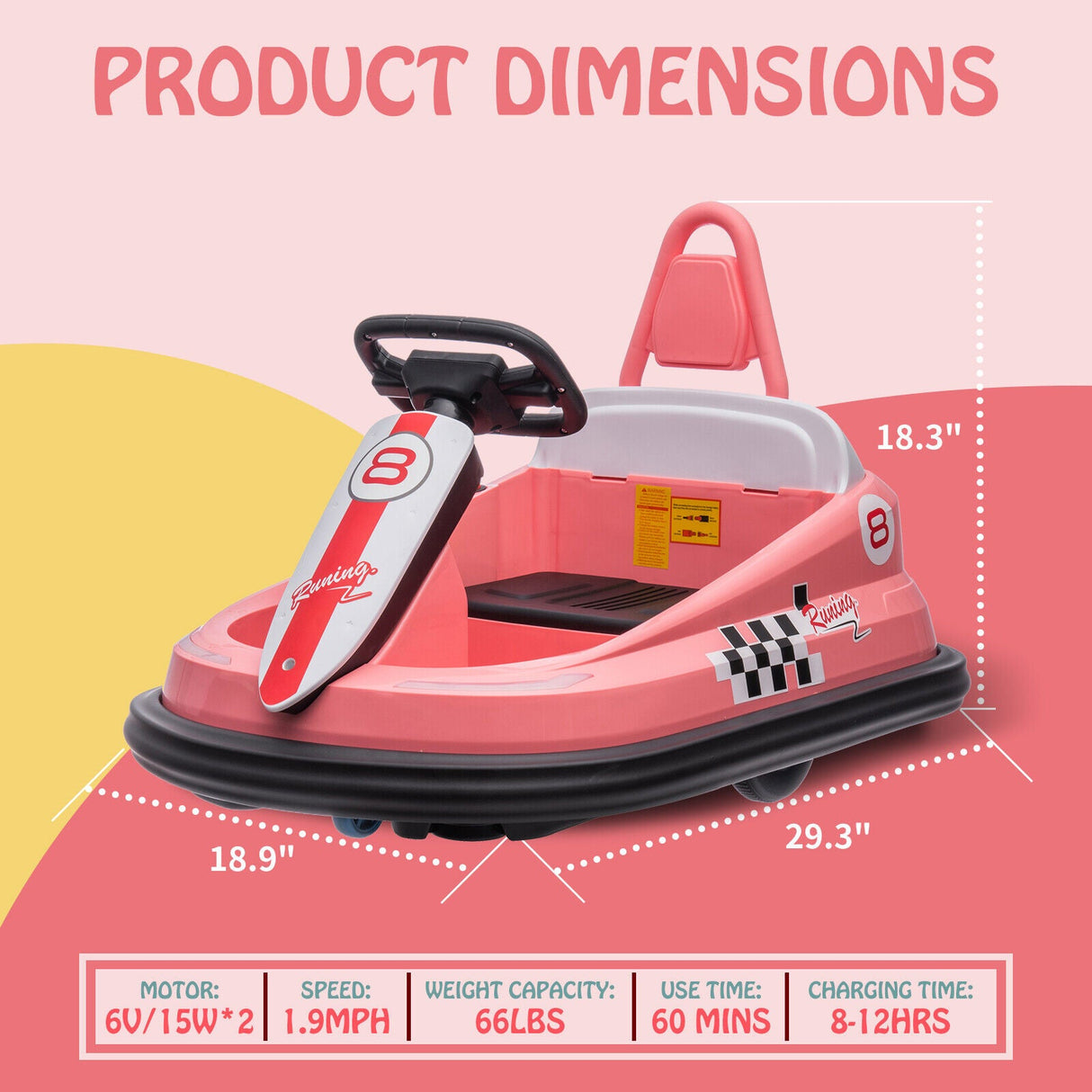 Interactive 6V Electric Bumper Car for Kids with Lights, Music, Horn, and Safety Belts