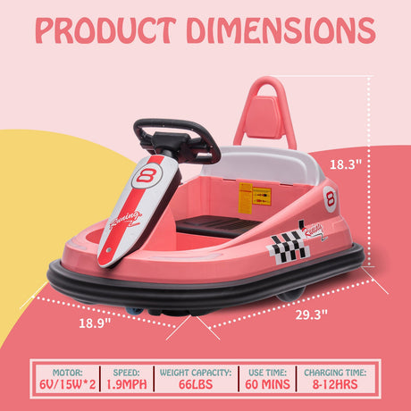 Interactive 6V Electric Bumper Car for Kids with Lights, Music, Horn, and Safety Belts