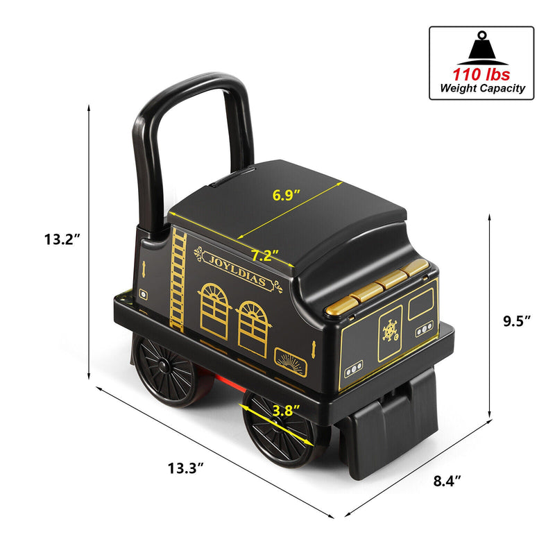 Interactive 6V Electric Kids Train Set with Track, Carriage, Lights, Whistle, Music, Storytelling, and Storage
