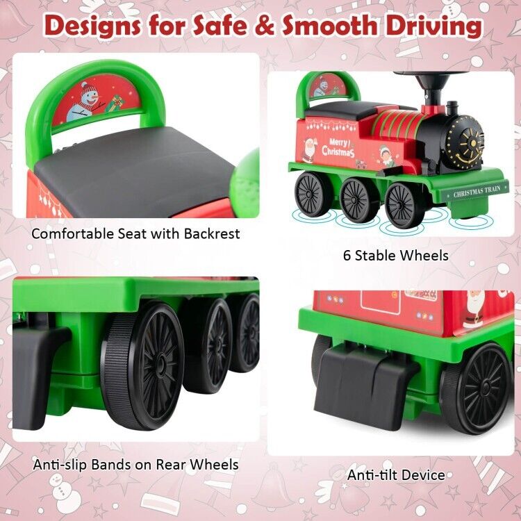 Interactive 6V Kids Ride-On Train with 16-Piece Track Set, Lights, Sounds, and Storage Seat