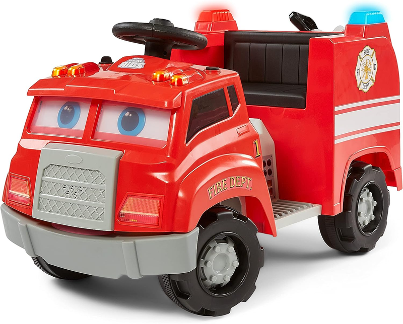 Interactive Fire Truck Ride-On Toy for Toddlers Ages 1.5-4 Years - Powered by 6 Volt Battery