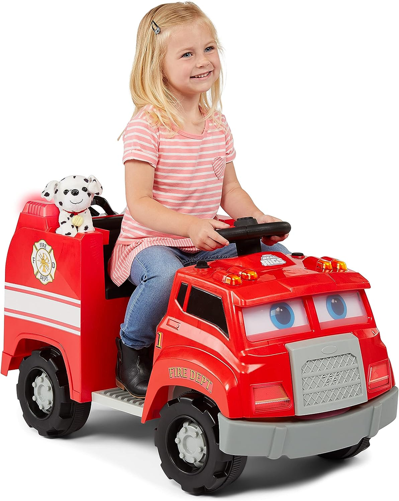 Interactive Fire Truck Ride-On Toy for Toddlers Ages 1.5-4 Years - Powered by 6 Volt Battery