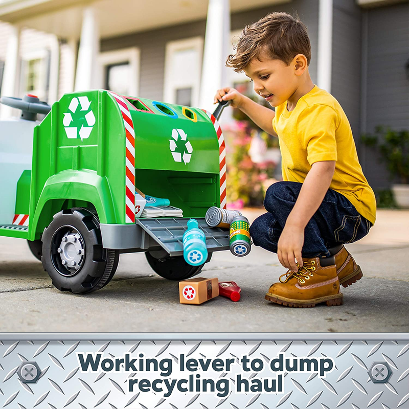 Interactive Toddler Recycling Truck: 6V Battery Ride-On Toy for Kids