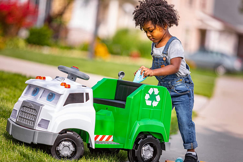 Interactive Toddler Recycling Truck: 6V Battery Ride-On Toy for Kids