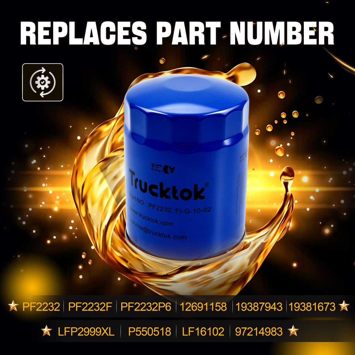 Trucktok 2001-2019 6.6L Silverado Sierra Duramax Oil Filter Replaces PF2232 TruckTok