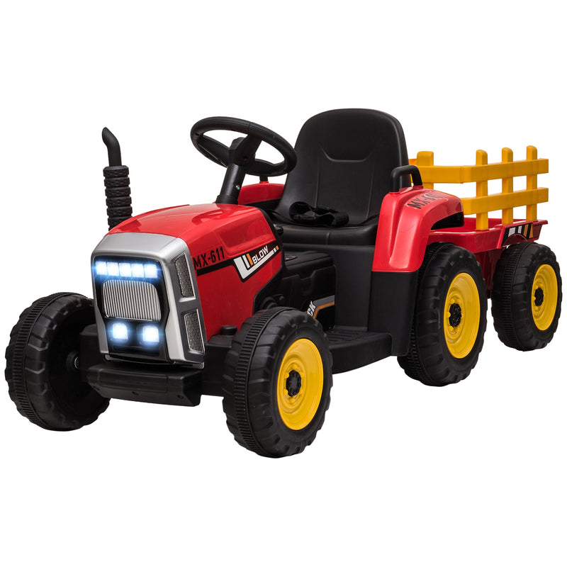 12V Electric Tractor with Trailer and Dual Motors for Kids