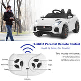Jaguar F-Type SVR 12V Licensed Kids Ride On Car with Lights, Music, and Remote Control - White