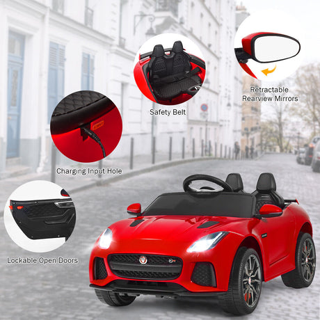 Jaguar F-Type SVR 12V Licensed Ride On Car for Kids with Music & Lights - Red