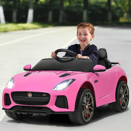 Jaguar F Type SVR 12V Ride-On Car for Kids with MP3, USB, and Pink LED Lights