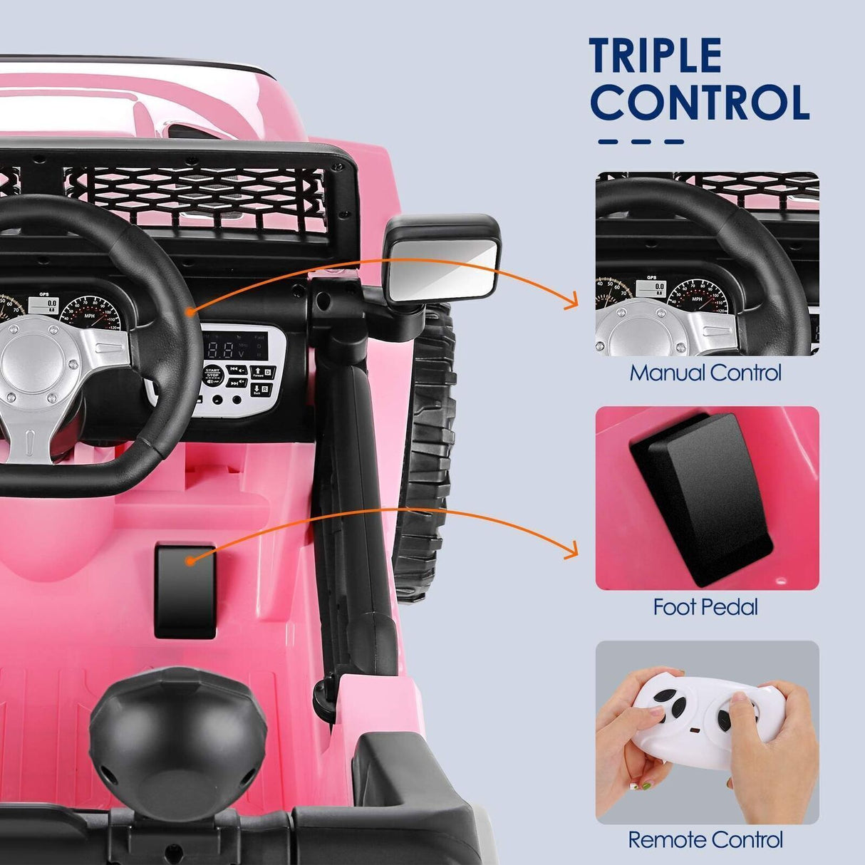 Jeep 24V/12V Kids Electric Ride-On Car with Remote Control, 3 Speeds, and LED Lights