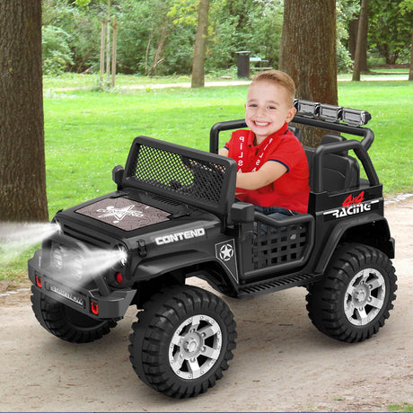 12V Electric Jeep Toy Car for Kids with LED Lights, MP3 Player, and Remote Control - Perfect Gift for Boys and Girls