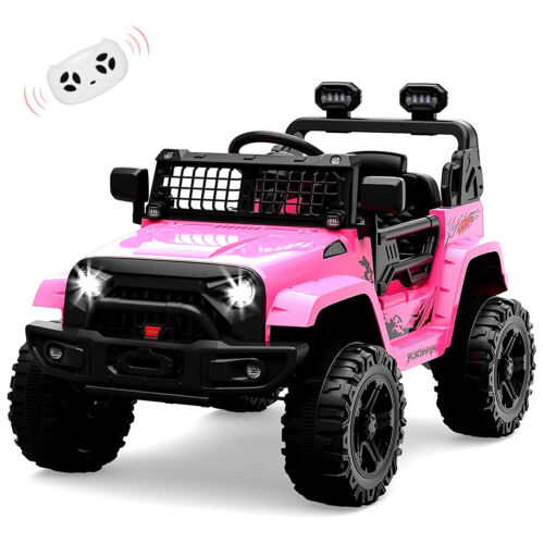 Jeep-Inspired 12V Ride-On Truck for Kids Ages 3-8, Pink
