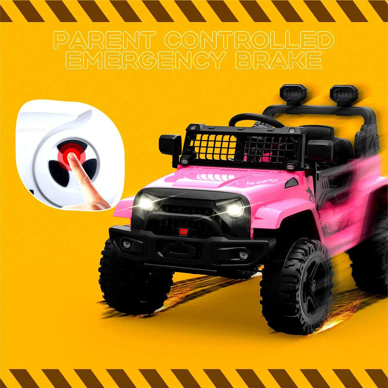 Jeep-Inspired 12V Ride-On Truck for Kids Ages 3-8, Pink