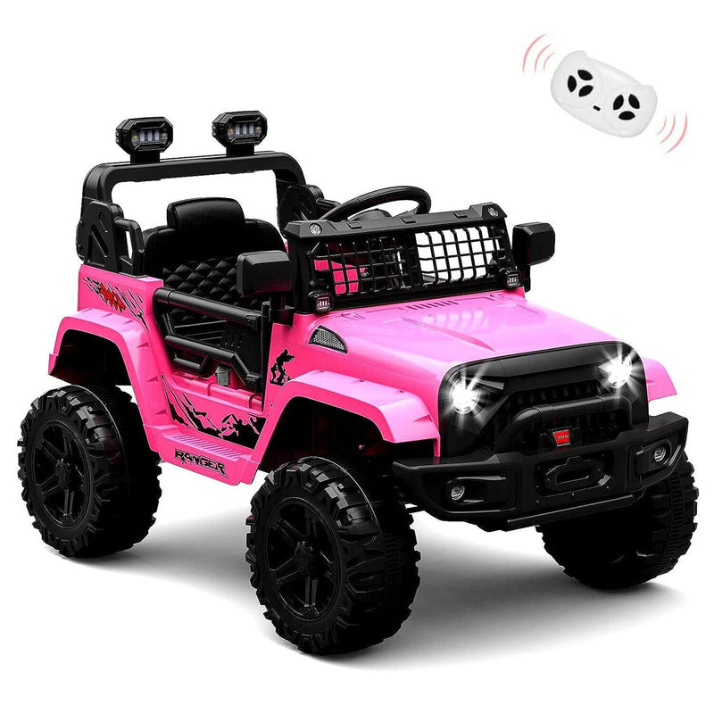 Jeep-Inspired 12V Ride-On Truck for Kids Ages 3-8, Pink