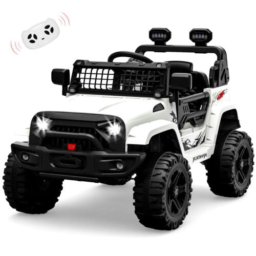 Jeep-Inspired 12V Ride-On Truck for Kids Ages 3-8, White