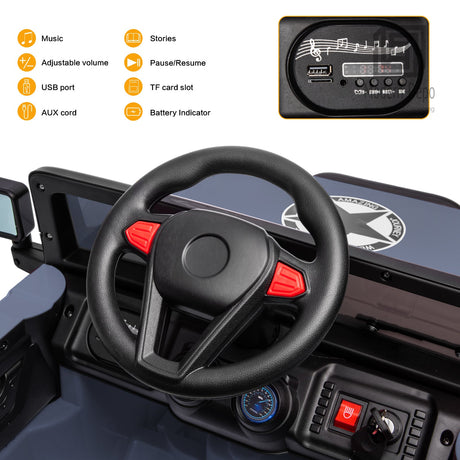 Jeep Kids Ride On Car with Parent Remote Control, Customizable Stickers, and LED Lights - 12V