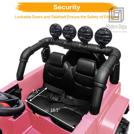 Jeep Kids Ride On Car with Parent Remote Control, Customizable Stickers, and LED Lights - 12V