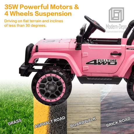 Jeep Kids Ride On Car with Parent Remote Control, Customizable Stickers, and LED Lights - 12V