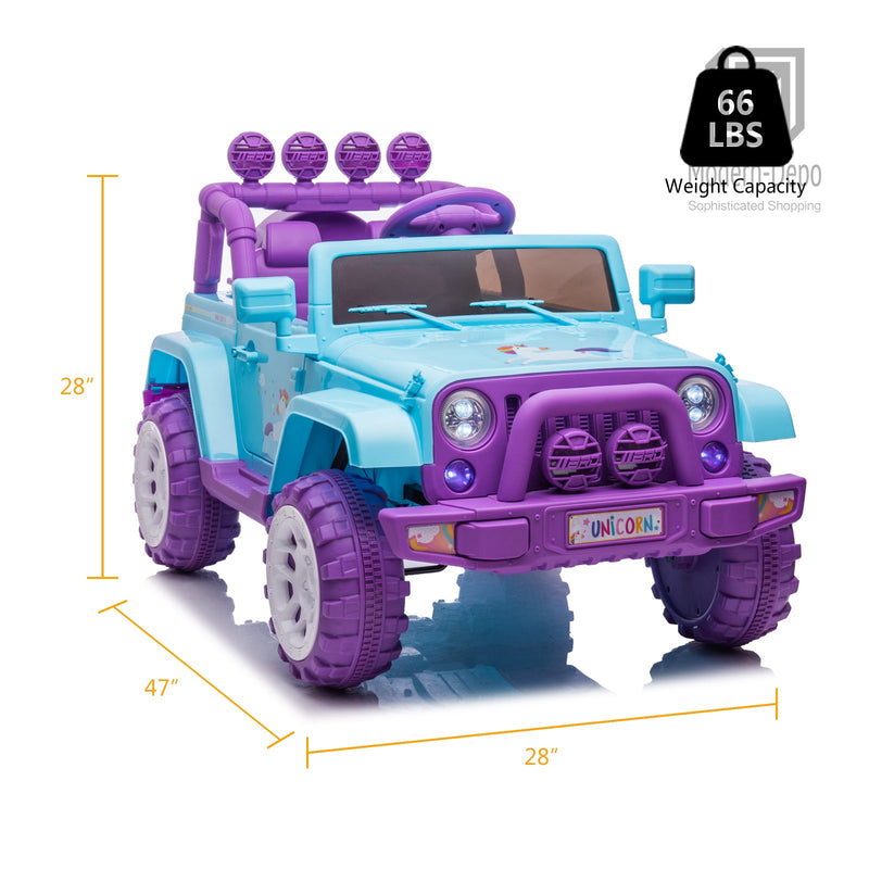 Jeep Kids Ride On Car with Parent Remote Control, Customizable Stickers, and LED Lights - 12V