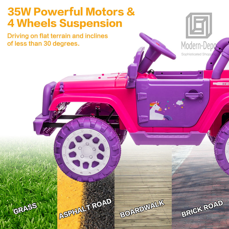 Jeep Kids Ride On Car with Parent Remote Control, Customizable Stickers, and LED Lights - 12V