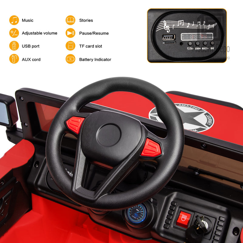 Jeep Kids Ride On Car with Parent Remote Control, Customizable Stickers, and LED Lights - 12V