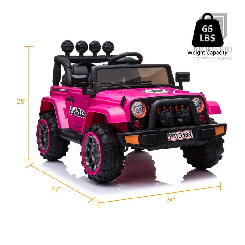 Jeep Kids Ride On Car with Parent Remote Control, Customizable Stickers, and LED Lights - 12V