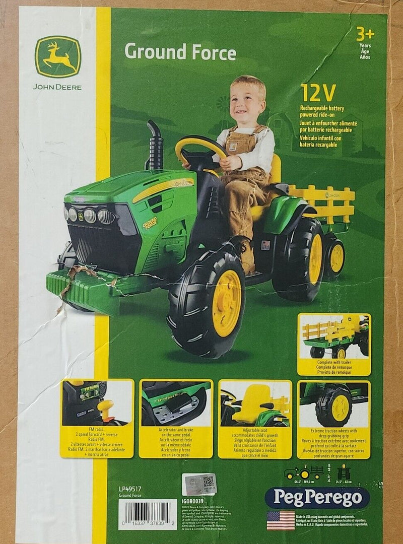 John Deere Ground Force 12-volt Tractor Ride-On Toy for Kids Ages 3-7 in Green