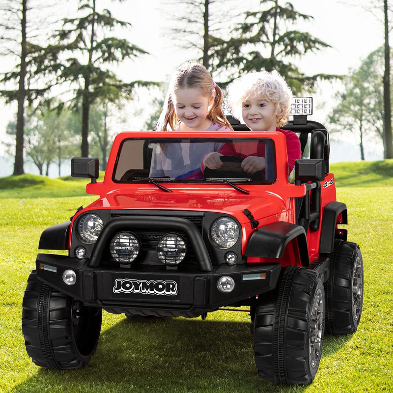 JOYMOR 12V 2-Seater Ride On Truck for Kids with Remote Control, MP3 Player, LED Lights, and Horn