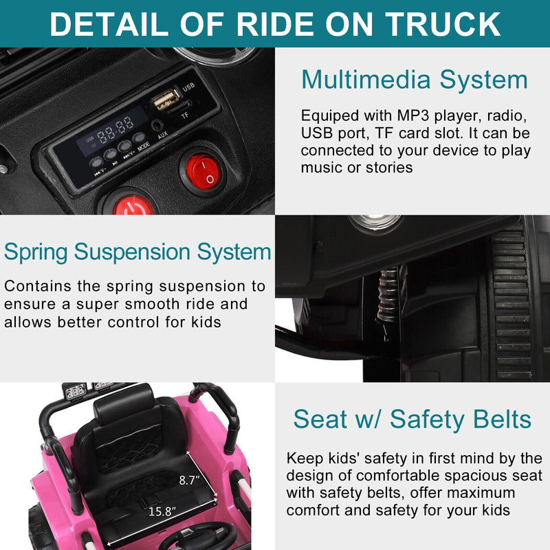 JOYMOR 12V Kids Ride on Truck with Remote Control, Spring Suspension, Music, and Horn