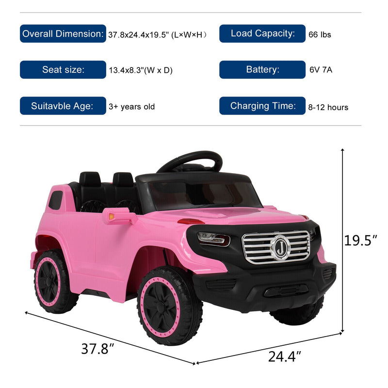 JOYMOR 6V Electric Ride-On Truck for Kids with Remote Control, Music, LED Lights, and Horn