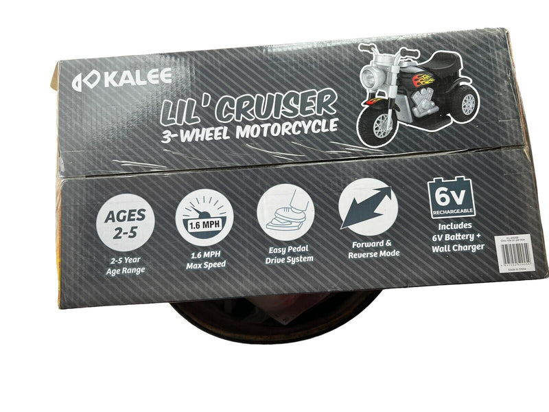 Kalee 6V Black Little Cruiser Motorcycle - Battery Powered Ride-On for Ages 2-5