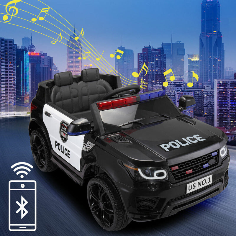 Kid Ride on Police Car with Parental Remote Control - 12V Battery Powered Electric Truck