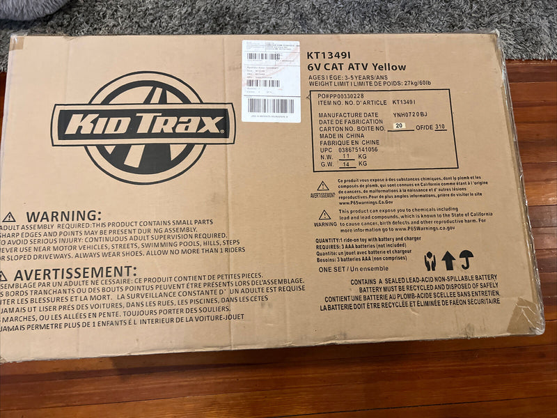 Kid Trax Caterpillar ATV 6V Ride-On Toy for Toddlers, Ages 3-5, Brand New in Box