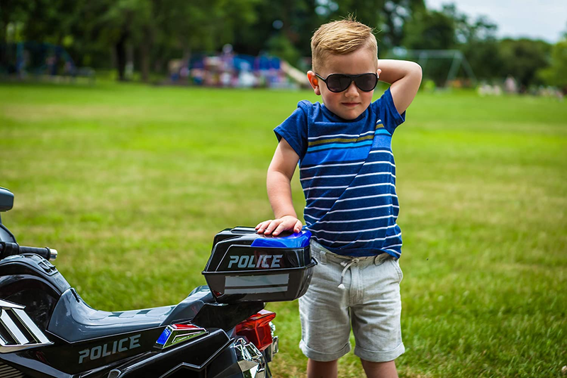 Kid Trax Police Rescue Motorcycle 6V Battery-Powered Ride-On Toy in Black