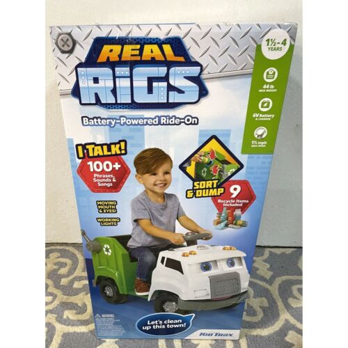 Kid Trax Real Rigs 6V Garbage Recycling Truck Ride-On in Green/White
