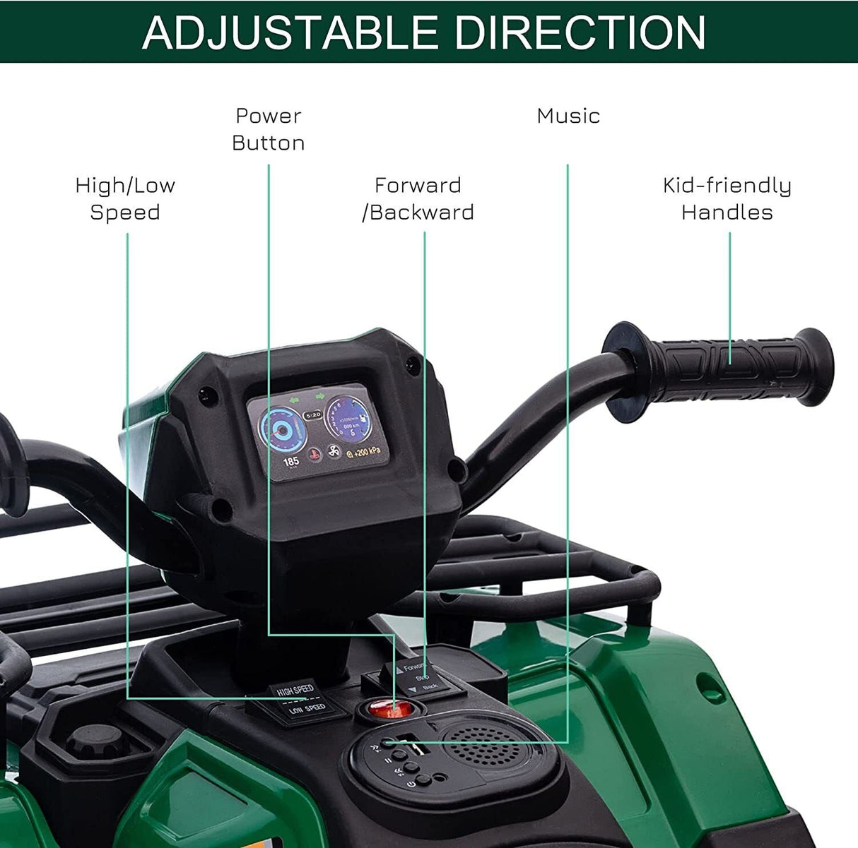 Kids 12V ATV with AUX & USB, Music & LED Lights - Battery-Powered 4 Wheeler