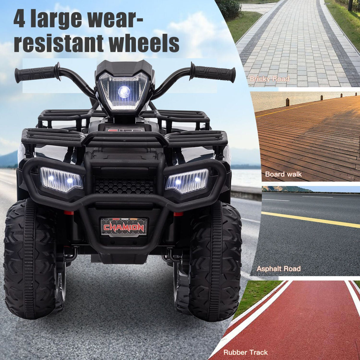 Electric 4-Wheeler Kids Ride on Car with LED Lights and MP3 Player - 12V 40W Battery-Powered ATV for Kids