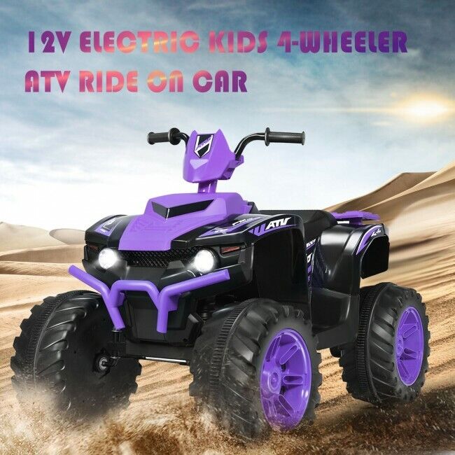 Kids 4-Wheeler ATV Quad Ride On Car with LED Light & Music - Purple