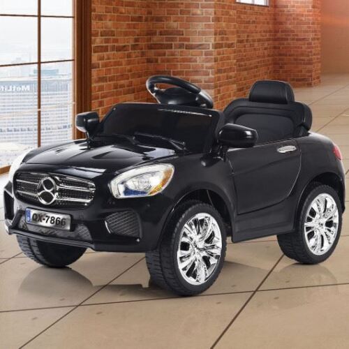 Kid's 6V Remote Control Car with LED Lights - Long-Lasting and Stylish in Black