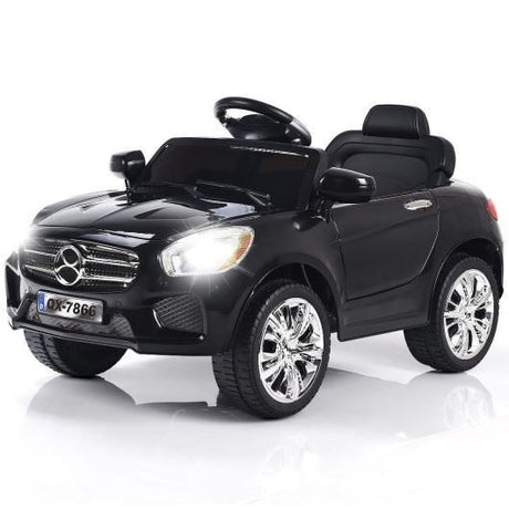 Kid's 6V Remote Control Car with LED Lights - Long-Lasting and Stylish in Black