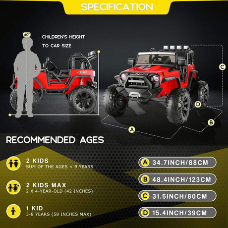 Kids Electric Jeep 24V with Remote Control, LED Lights, MP3, and USB