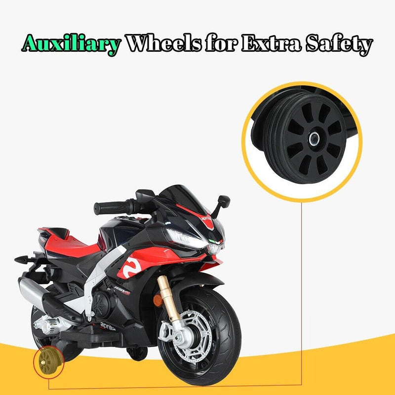 Kid's Electric Motorcycle with LED Lights and Bluetooth - 12V Ride-On Motorbike