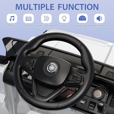 Kids Electric Ride On Jeep Toy Car with Remote Control and Music - 12V, 3 Speeds, White
