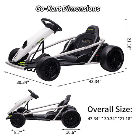 Kid's Go Kart with Wide Seat, Durable Tires, and Powerful Motors - Maximum Load 300lbs