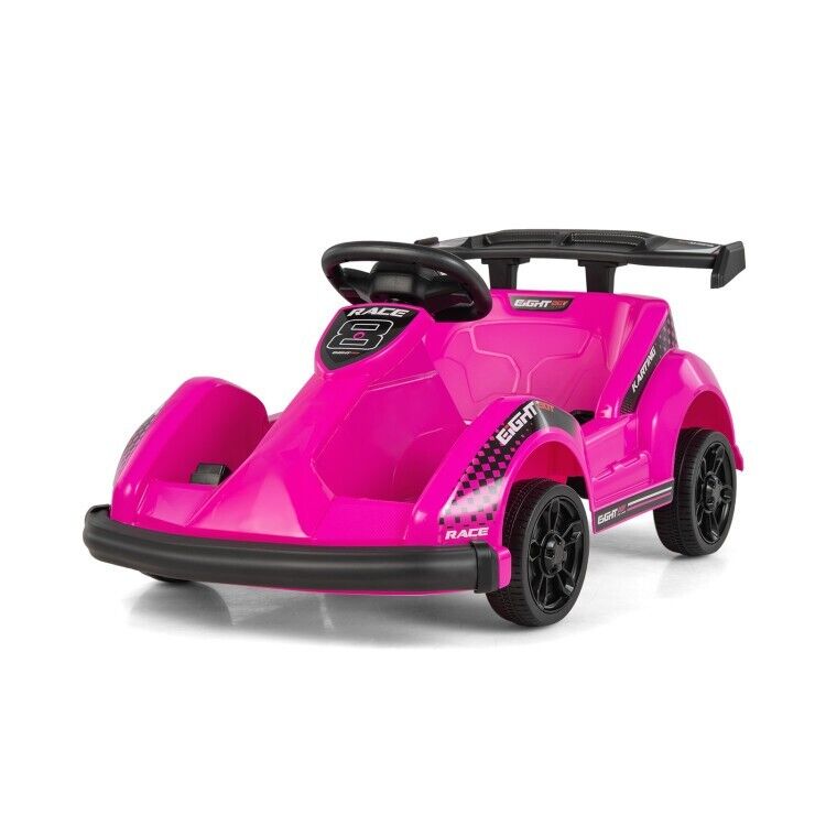 Kid's Pink 6V Battery Powered Go Kart with Remote Control and Safety Belt