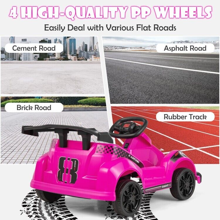 Kid's Pink 6V Battery Powered Go Kart with Remote Control and Safety Belt